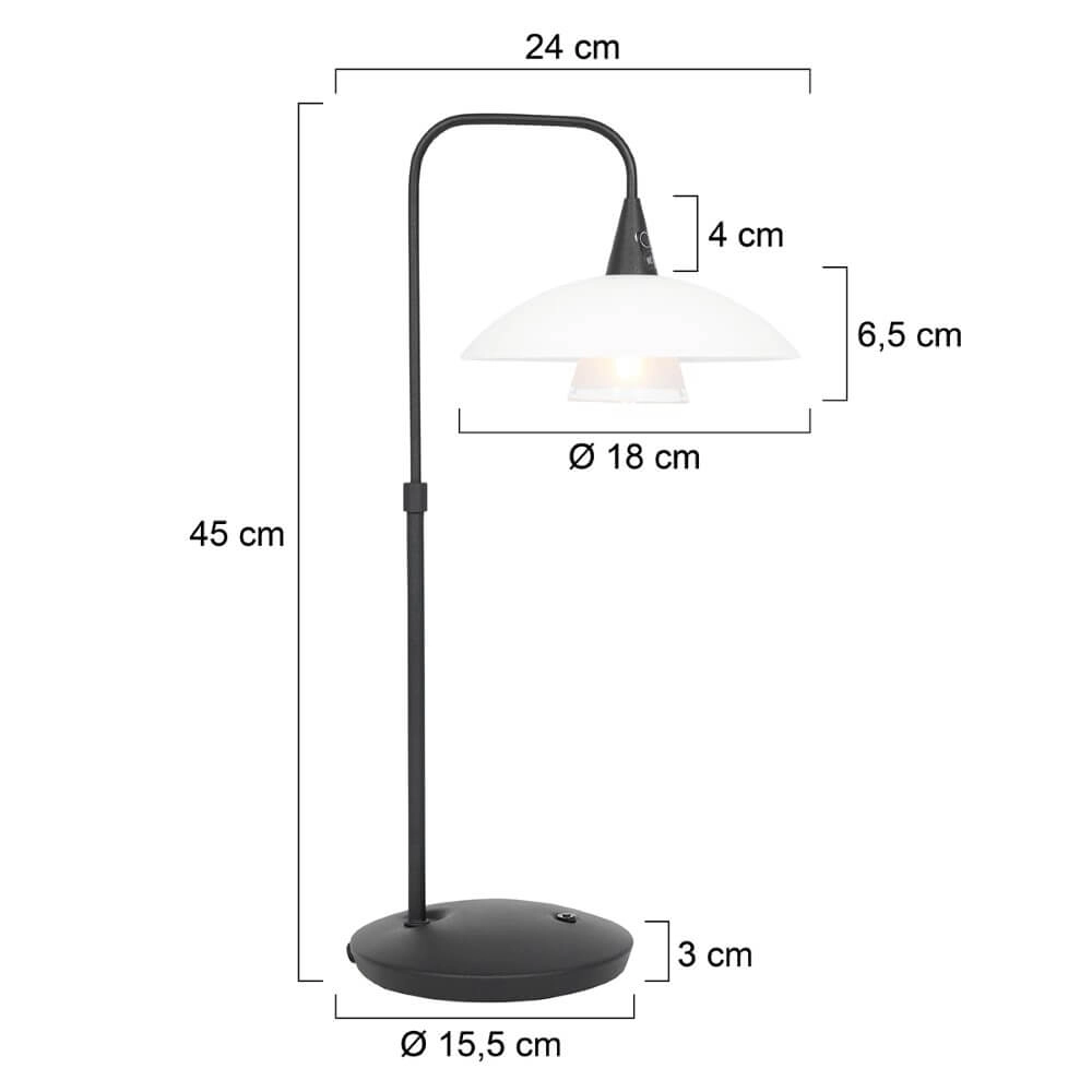 Lampe de table Tallerken noir avec du blanc Steinhauer 8712746133585