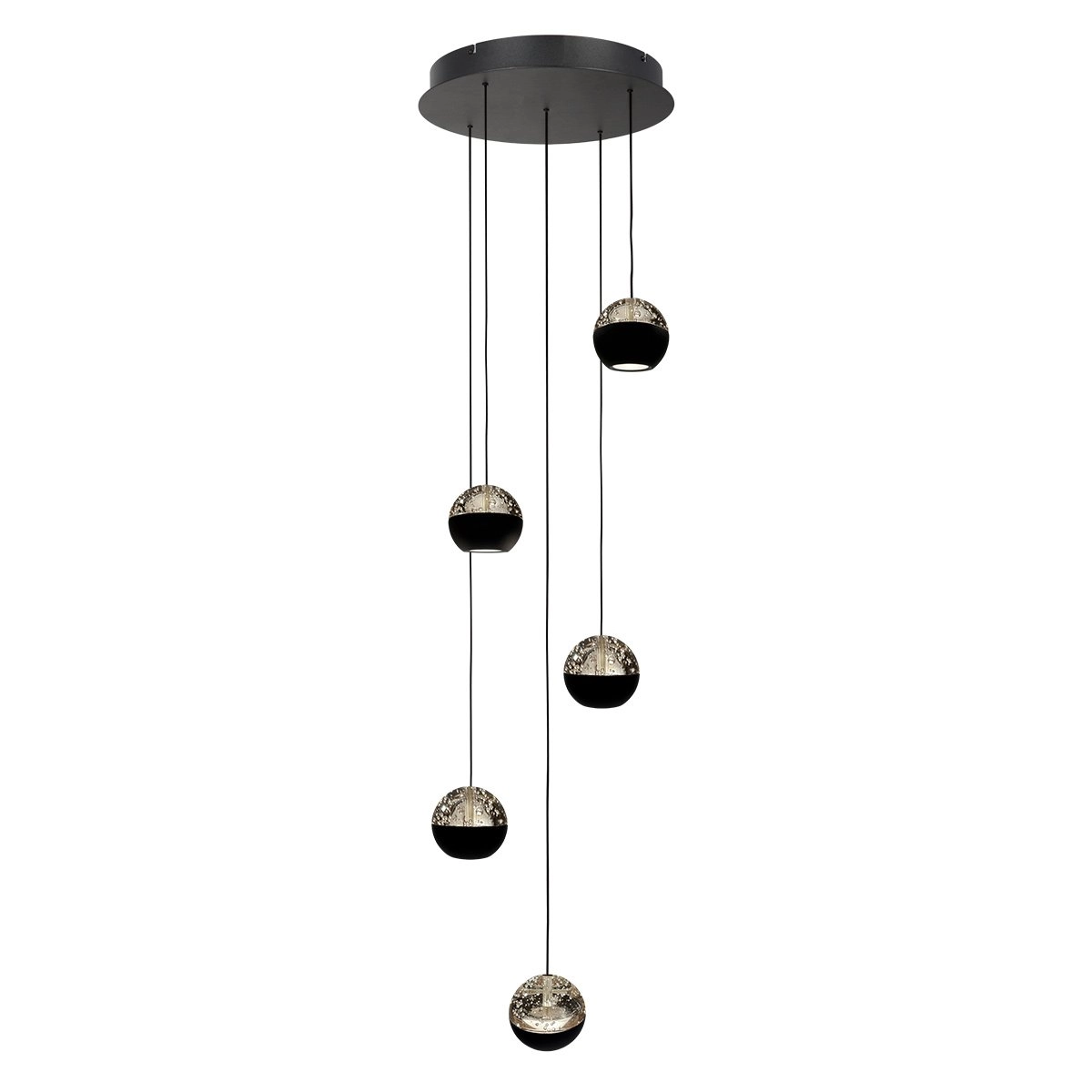Lampe suspendue vide à 5 lumières Belluno LED - Noir avec verre Steinhauer 8712746183887
