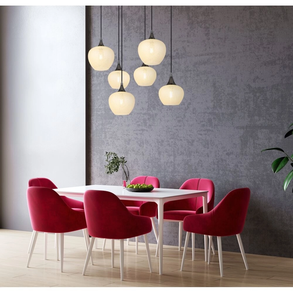 Suspension anthracite Maxy avec verre blanc 6 lumières Globo 9007371453184