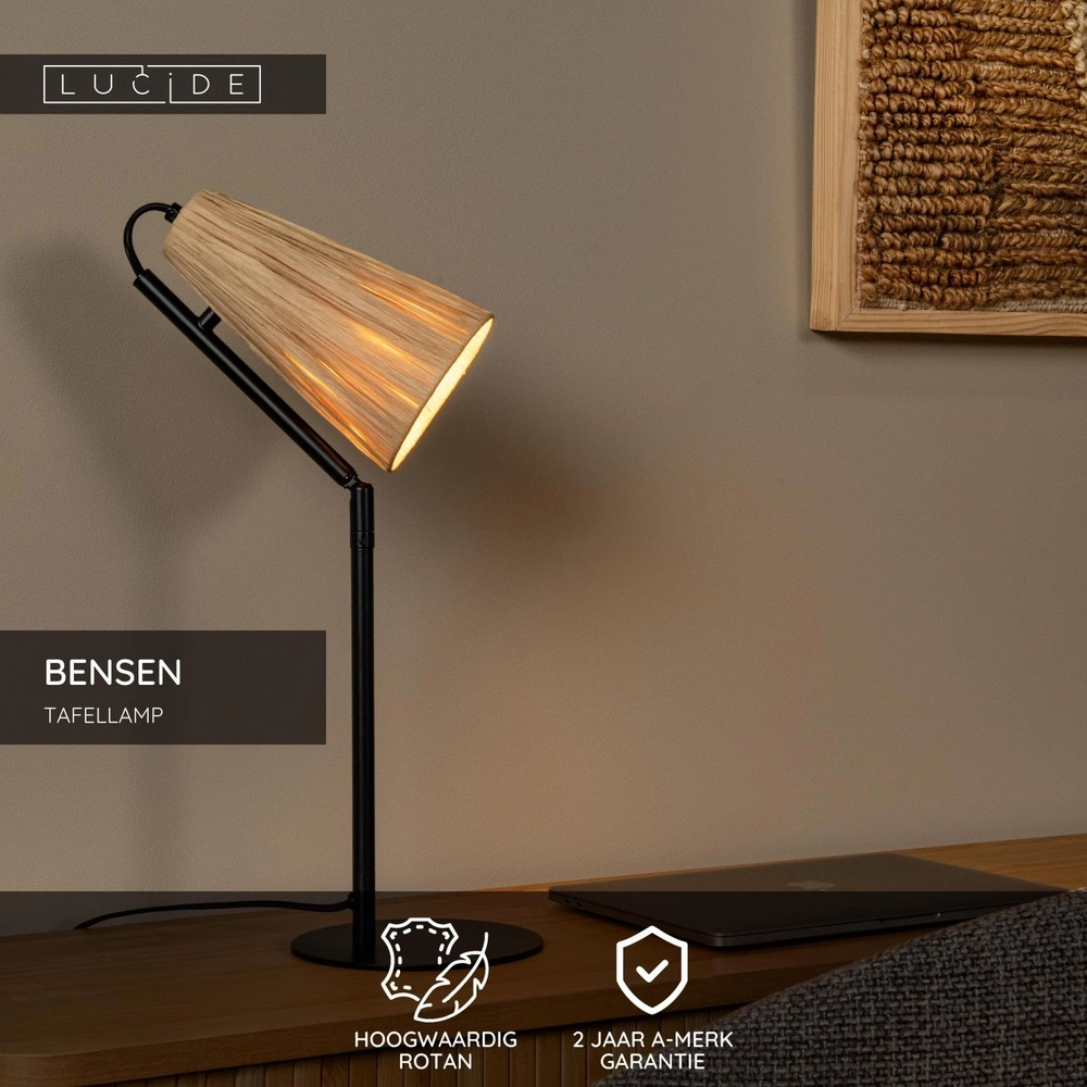 Lampe de table unique Bensen bois Lucide 5411212051646