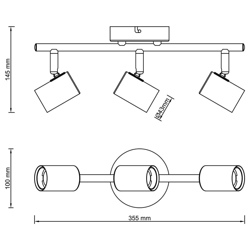 Plafonnier noir et doré Kerry 3 lumières Brilliant 4004353409042