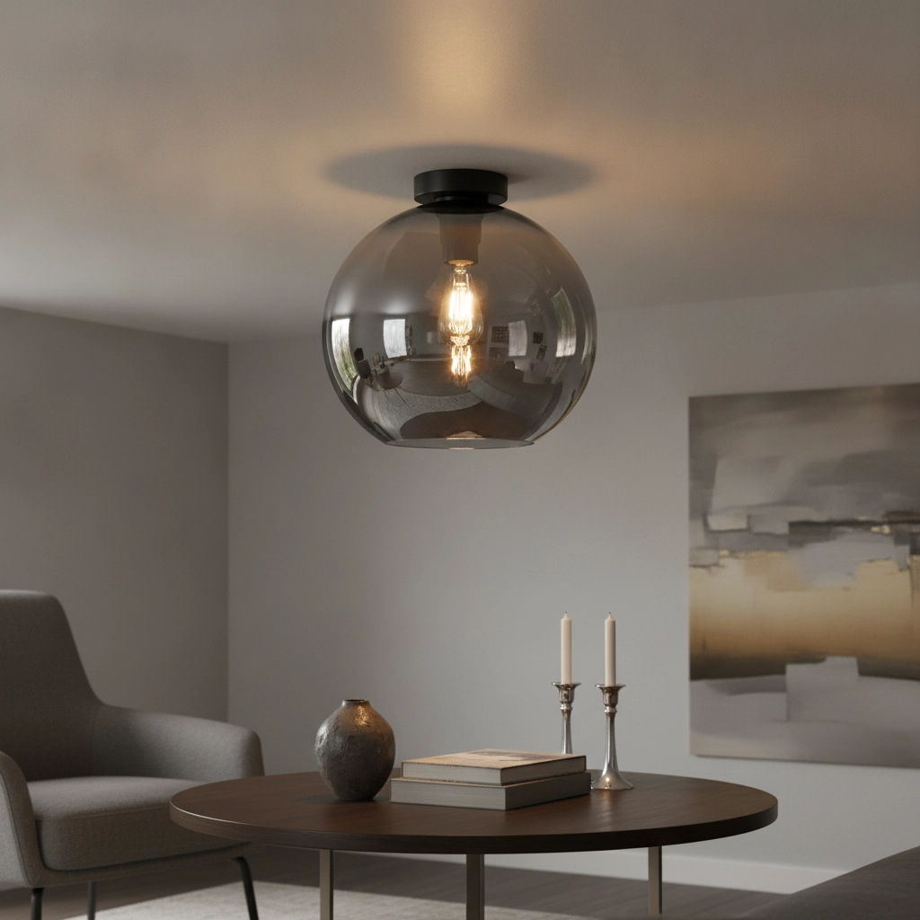 Plafonnier Ø 30cm Marino-30 avec verre fumé