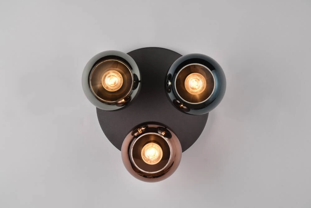 Plafonnier design Sheldon noir avec verre fumé Trio 4017807585247
