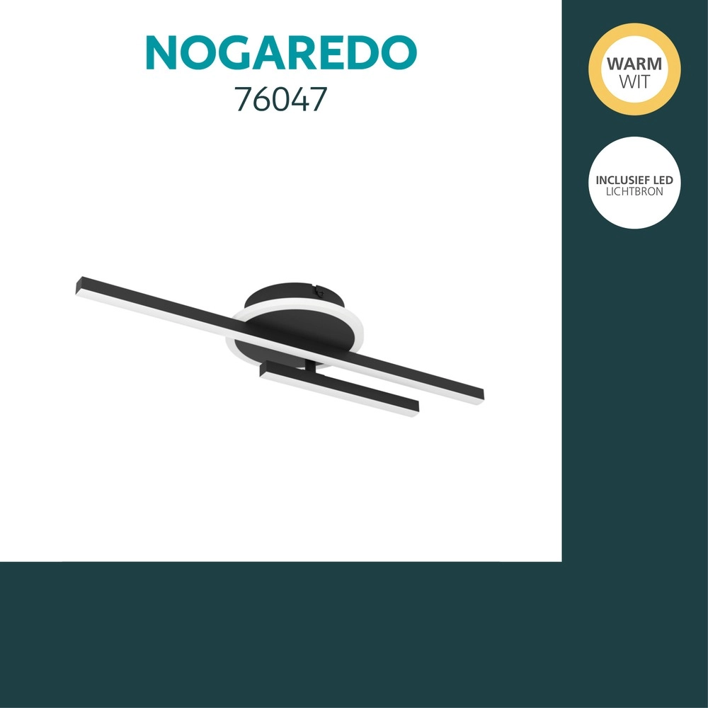 Lampe de plafond moderne Nogaredo Noir 50 x 15 cm Eglo 9008606391547