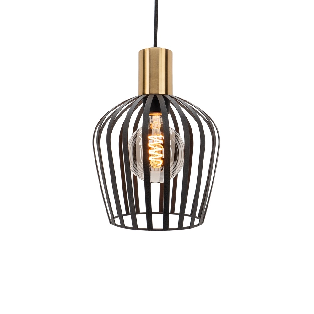Lampe suspendue Empoli noir avec or - Ø 20cm