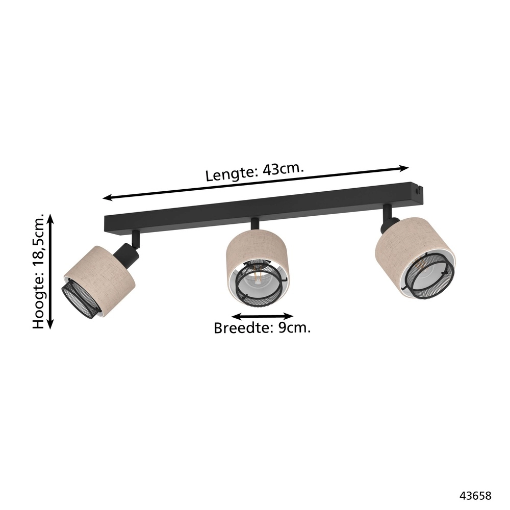 Lampe de plafond Japandi Rosley 3L - noir avec crème Eglo 9002759436582