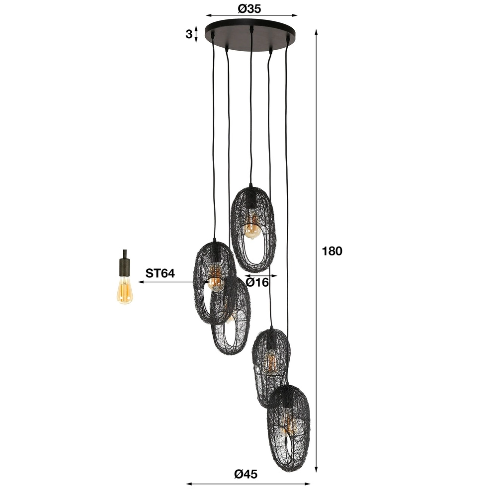 Lampe pendante en maille Open 3x E27 Lyora 8716803512467