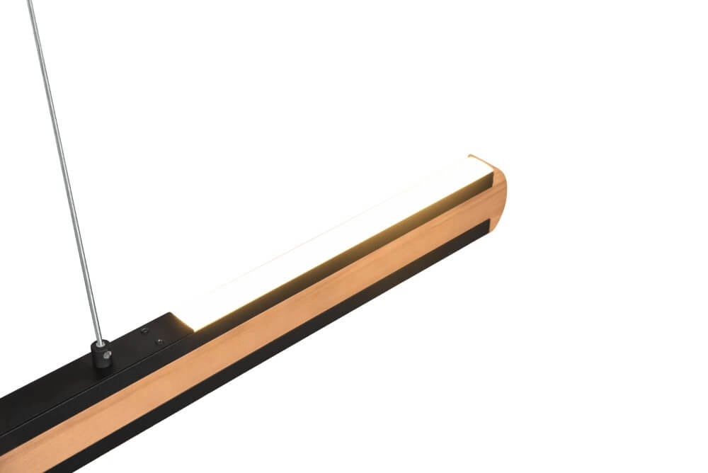 Lampe suspendue Deacon bois marron avec du noir Trio 4017807505474