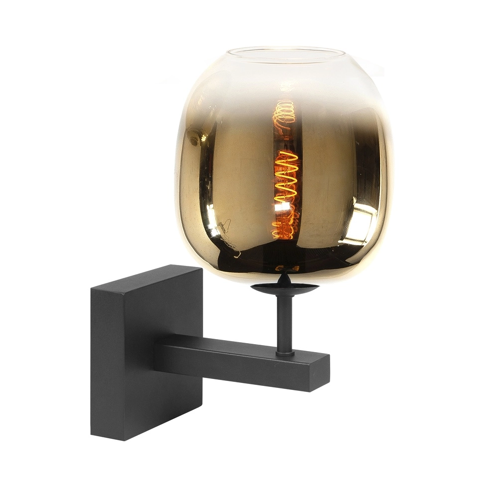 Applique murale Bellini noir avec verre doré Ø 23cm