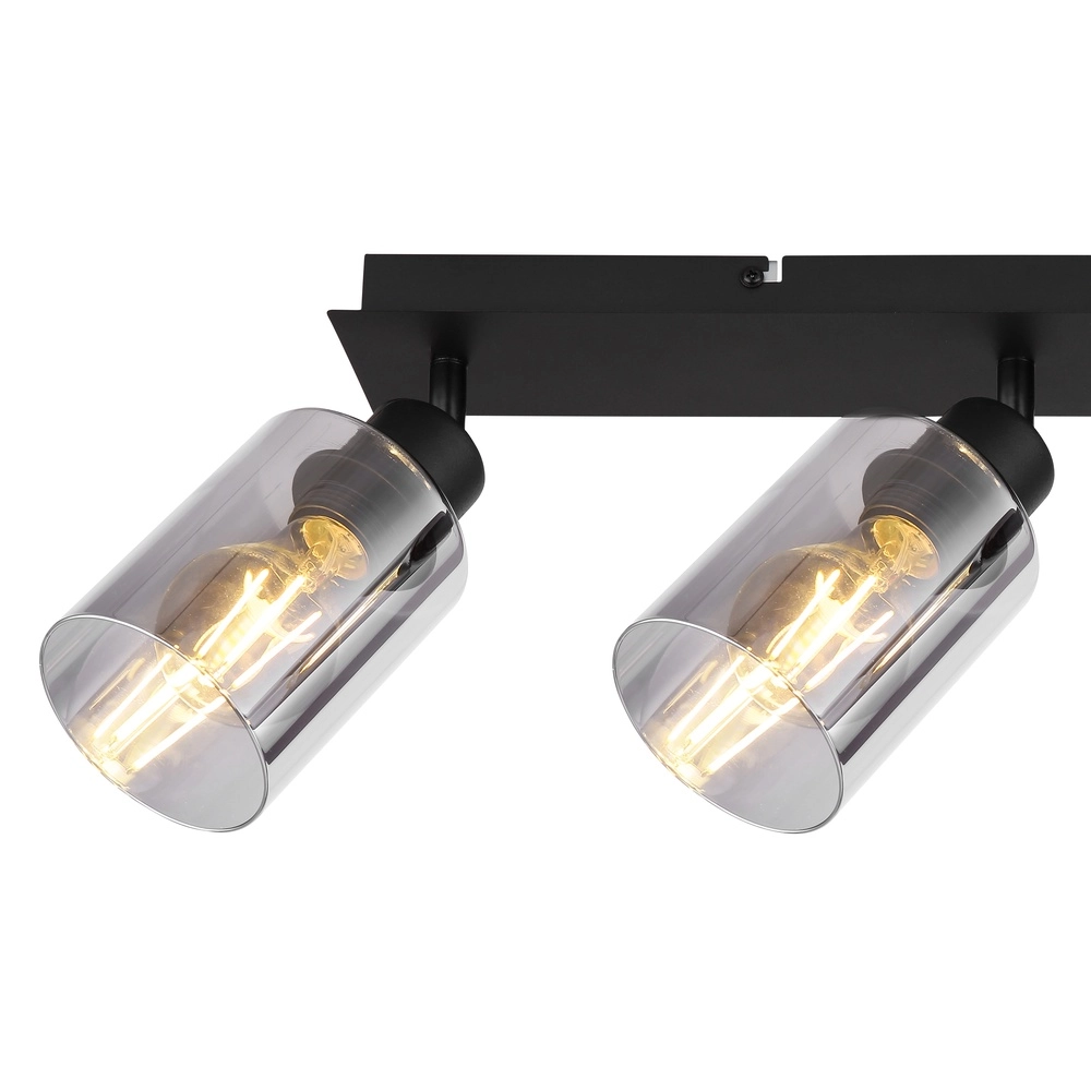 Lampe de plafond Hadera Noir à 3 lumières avec verre fumé Globo 9007371443215