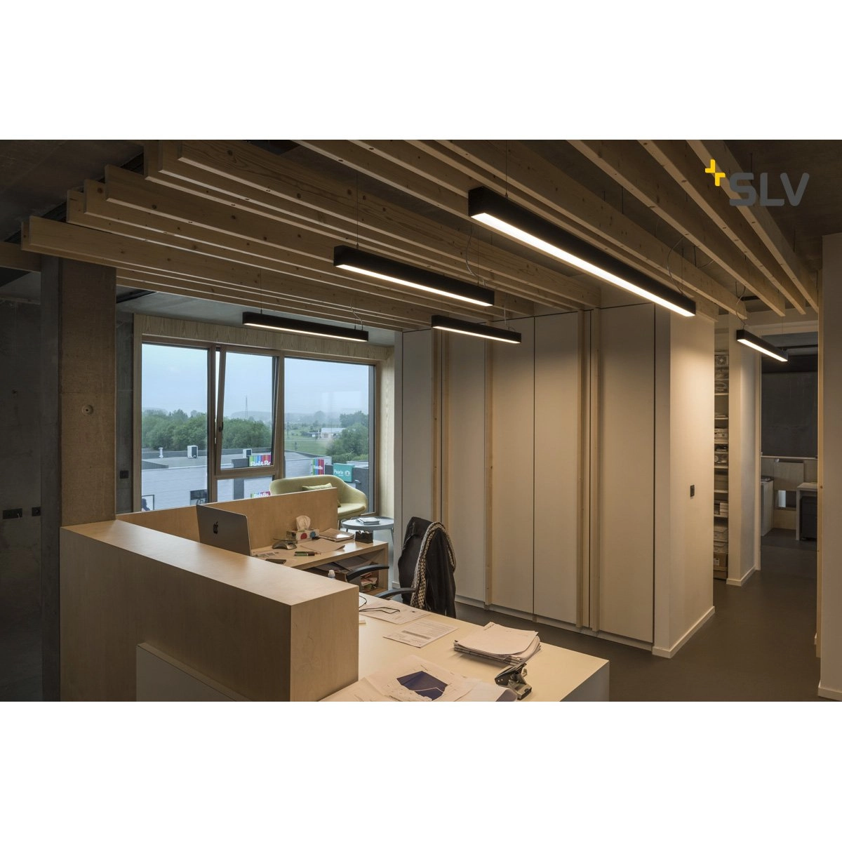 Lampe suspendue de bureau Glenos 4000K 200cm noir SLV 4024163197038