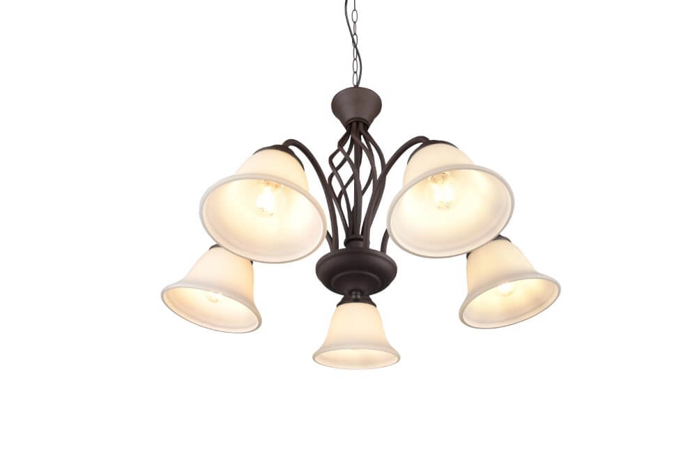 Lustre Rustica 60cm 5 lumières marron rouille Trio 4017807504682