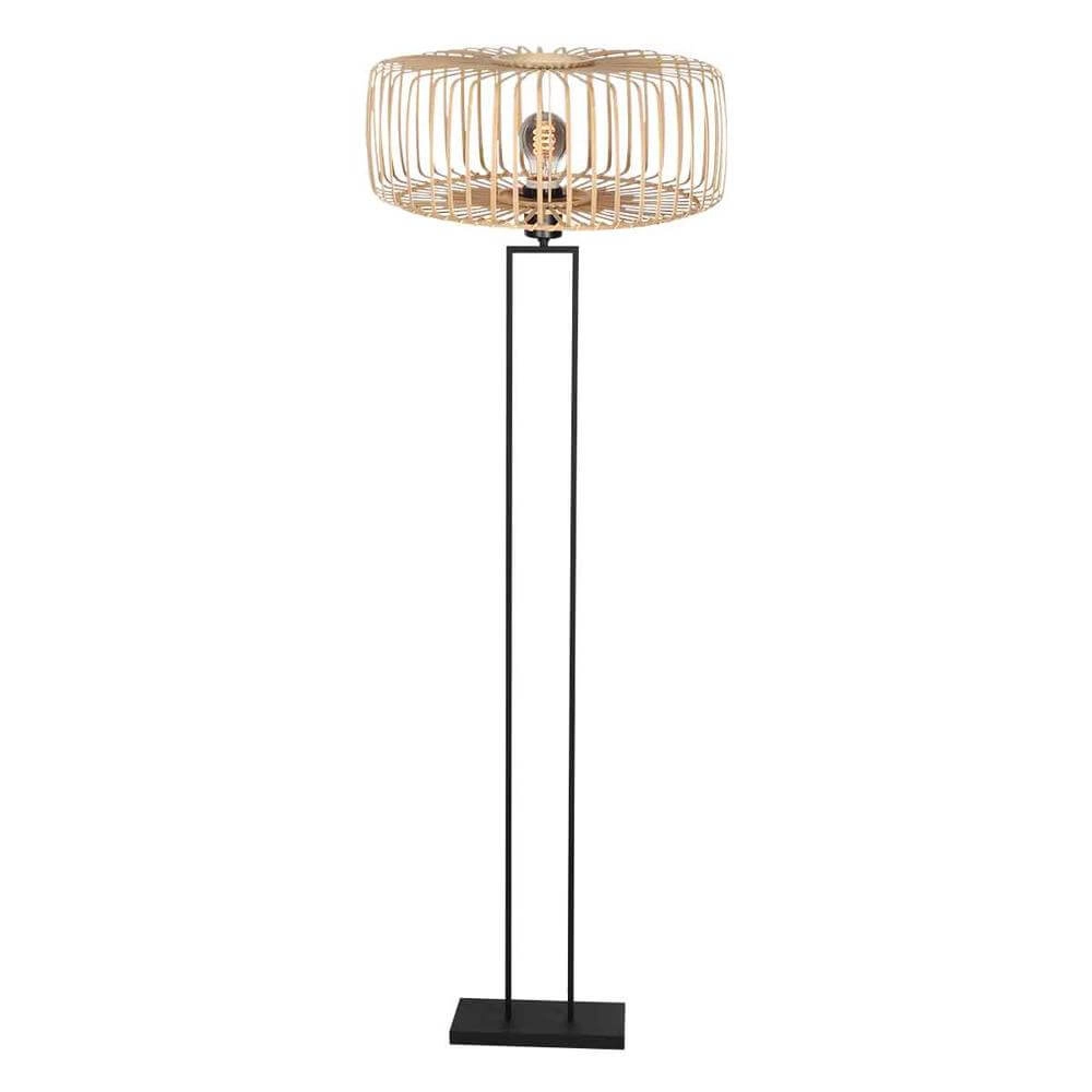 Lampadaire Stang noir avec bambou Steinhauer 8712746176896