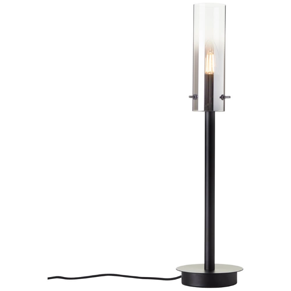 Lampe de table Glasini noir avec verre fumé Lampe de table Glasini noir avec verre fumé