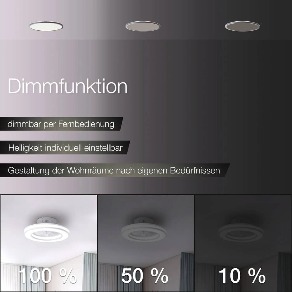 Ventilateur de plafond blanc Mondello avec lampe RGB Brilliant 4004353453304