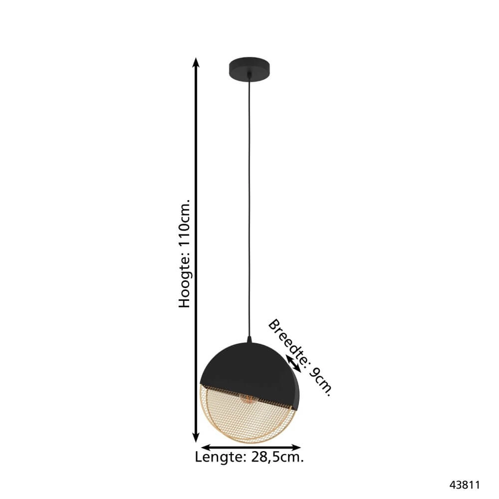Lampe suspendue design Mumbles noir avec de l'or Eglo 9002759438111