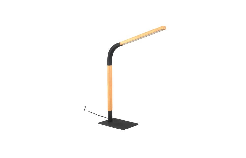 Lampe de table flexible Norris noir avec bois Trio 4017807599992