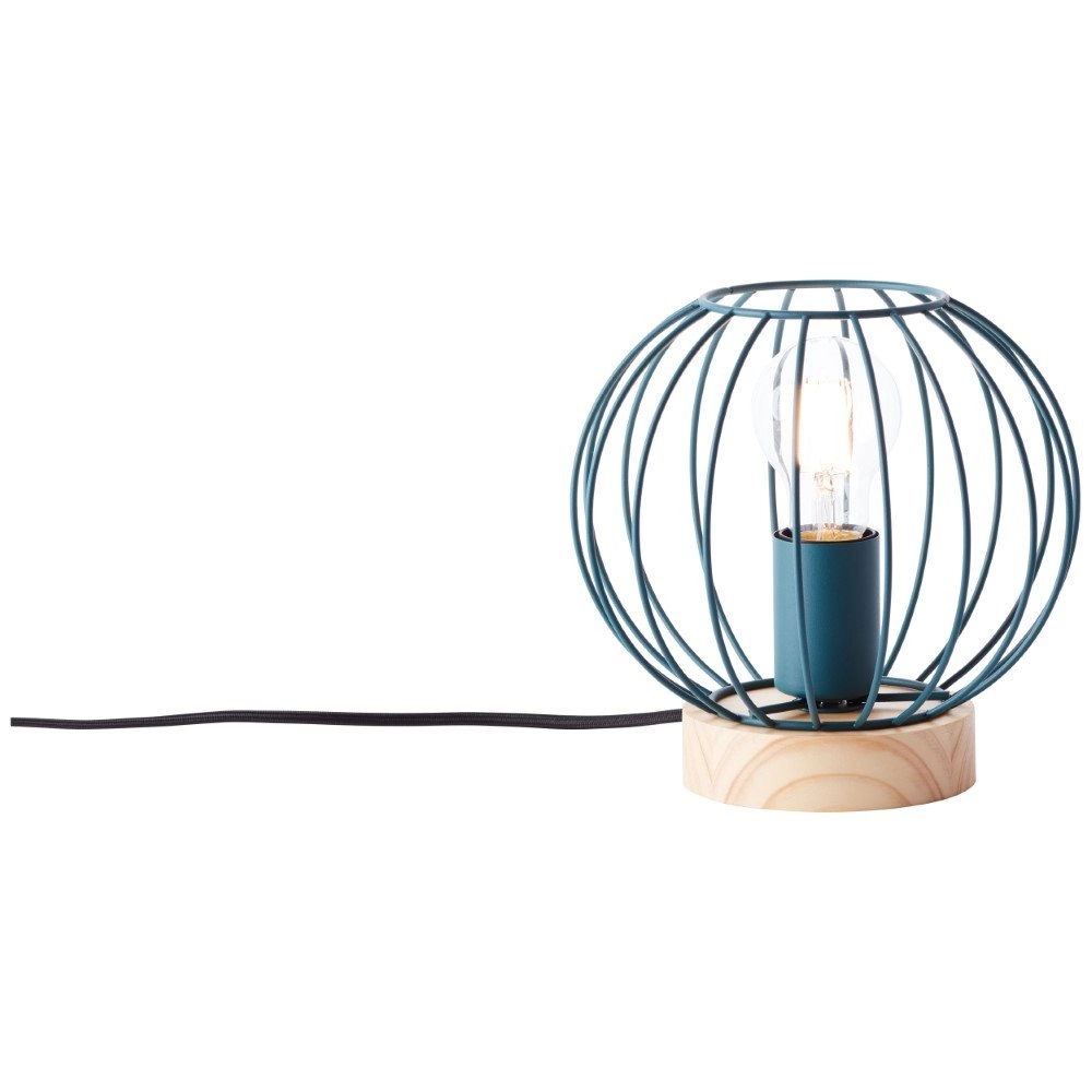 Lampe de table Sorana turquoise avec du bois Brilliant 4004353378676