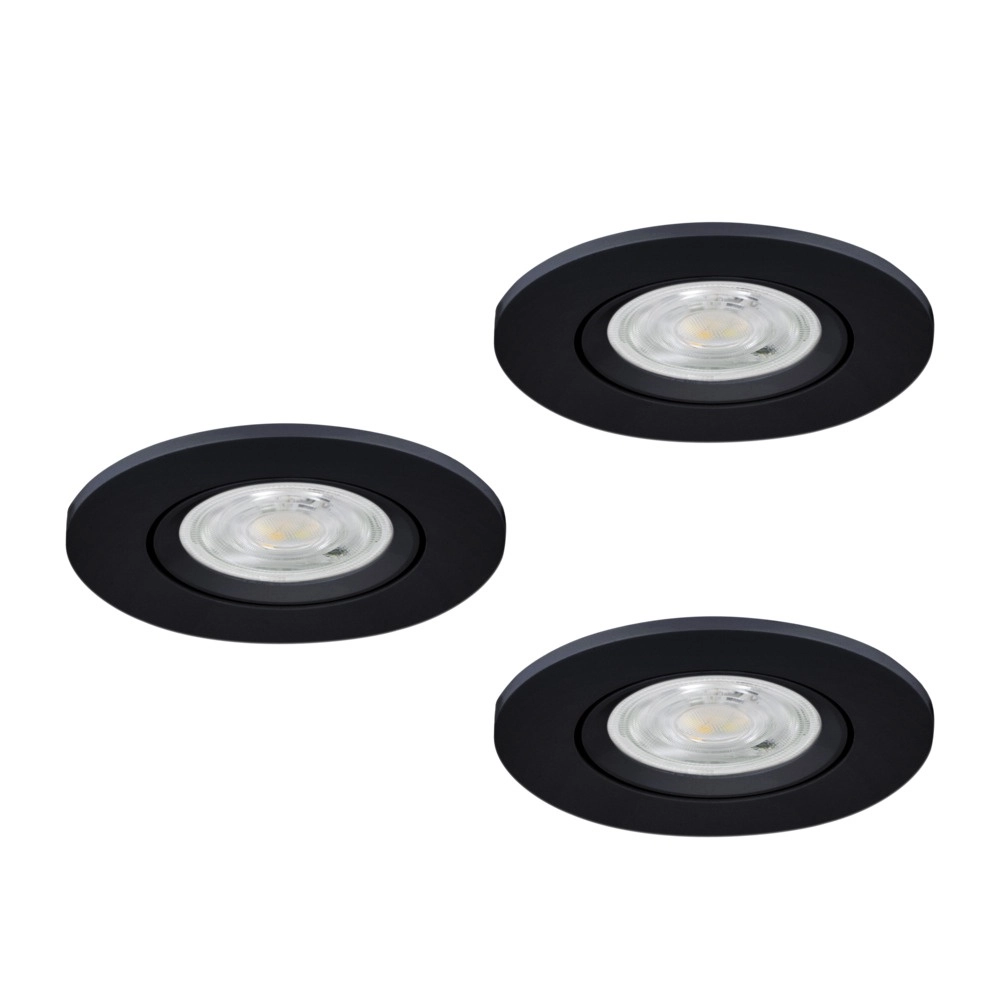 Lot de 3 spots encastrés Barranco noir Ø 8,4cm IP44 - 4000K Eglo 9008606359318