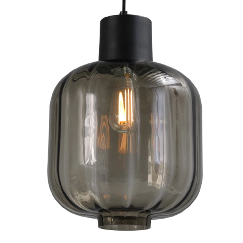 Lampe de salle à manger Lett lll 28 2 lumières noir avec verre fumé Masterlight 8718121183329