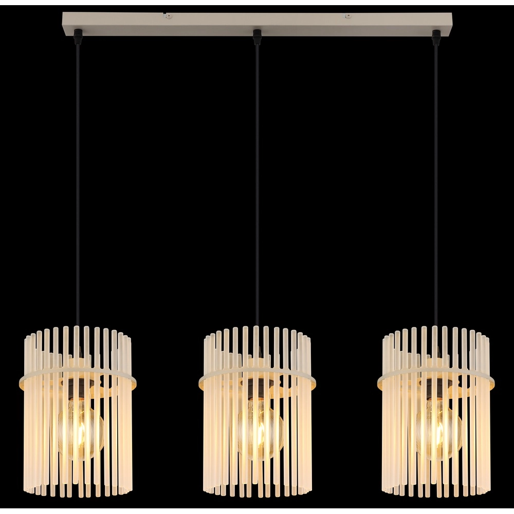 Suspension 3 lumières Gorley brun sable avec verre Globo 9007371566716