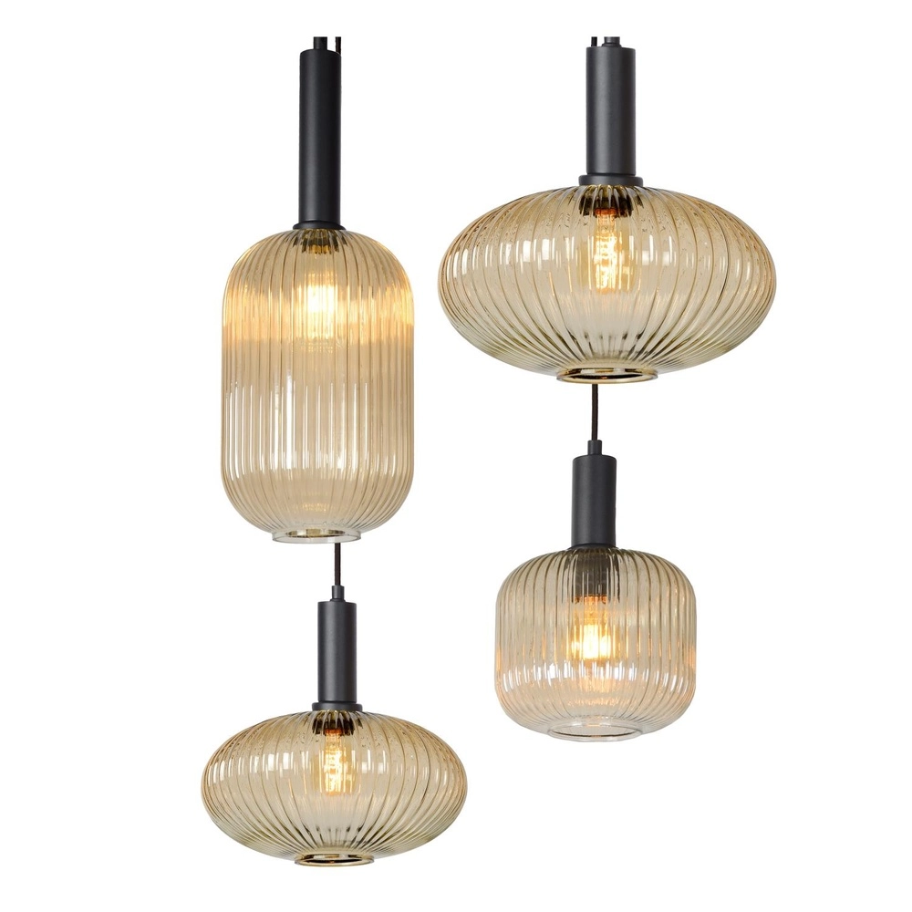 Lampe suspendue Maloto 7 lumières avec verre ambré Lucide 5411212451569