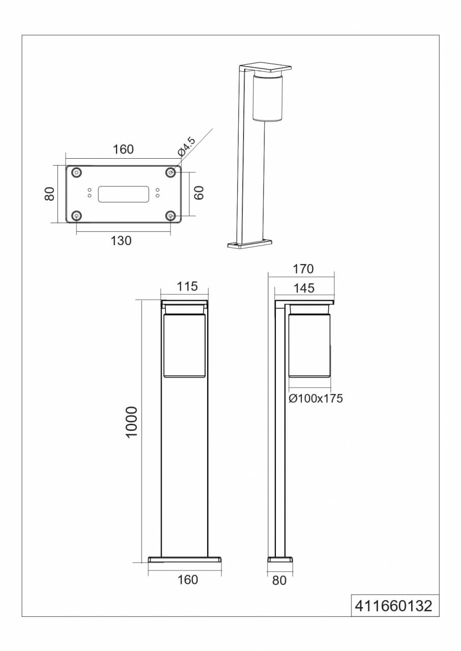 Lampe sur pied Ardila noir 100cm Trio 4017807564099
