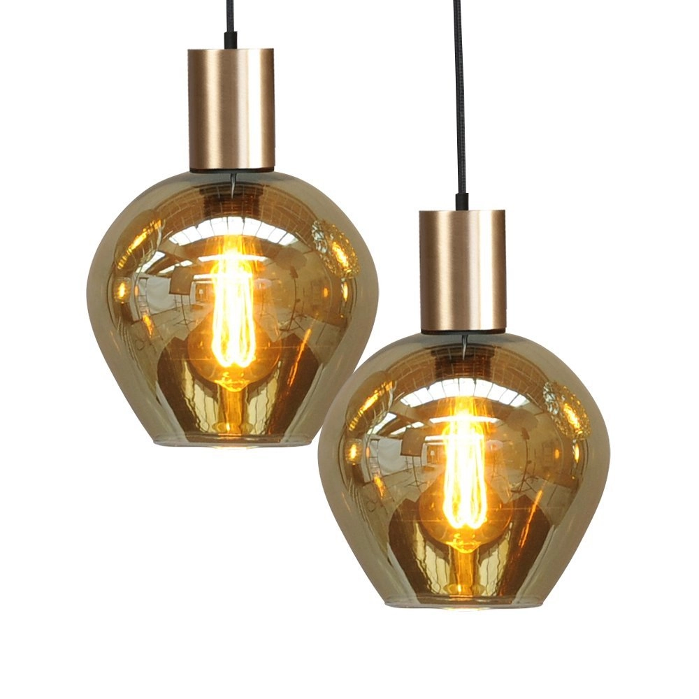 Lampe suspendue noire avec de l'or Bounty Verre rond à 6 lumières Masterlight 8718121247892