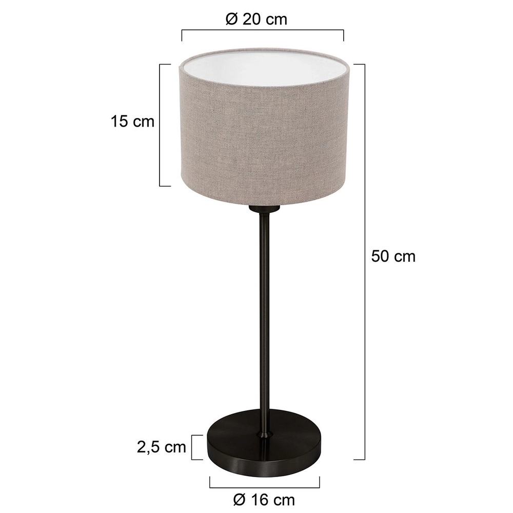 Lampe de table noire Noor avec capuchon gris Steinhauer 8712746182200
