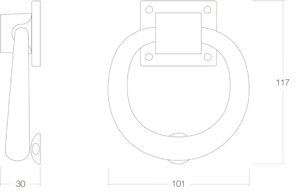 Heurtoir de porte rond Arden laiton non laqué Intersteel 8714186018163
