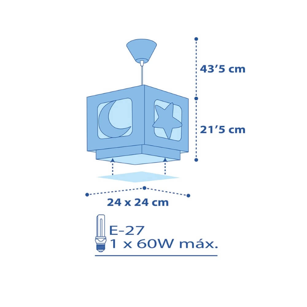 Lampe suspendue chambre d'enfant Moonlight bleu Dalber 8420406632322