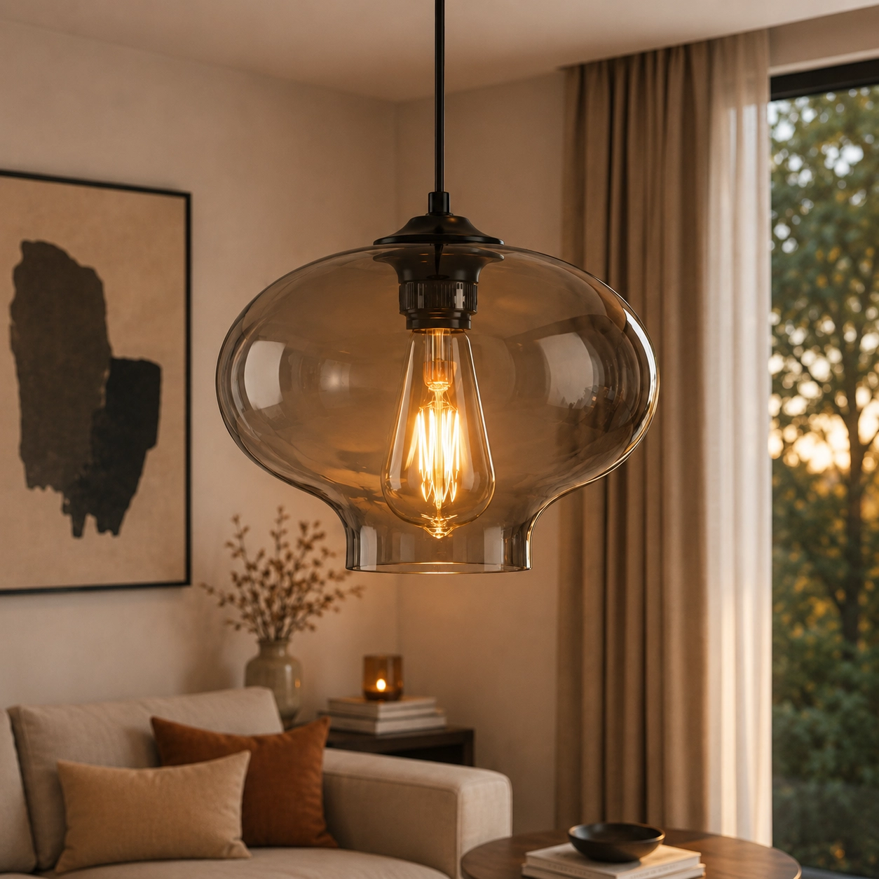 Lampe suspendue Toronto verre de fumée