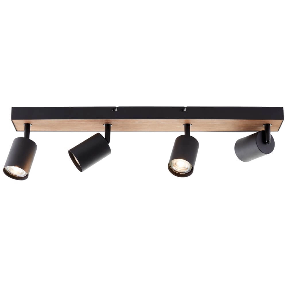Lampe à 4 lumières Jello Wood noir avec du bois Brilliant 4004353428401