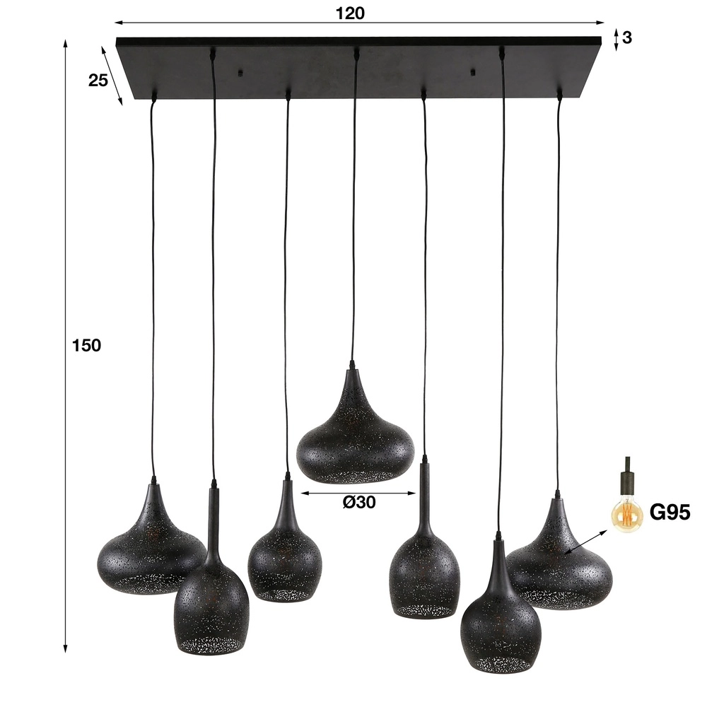 Lampe pendante de table à manger Zip 7x E27 Lyora 8716803512962