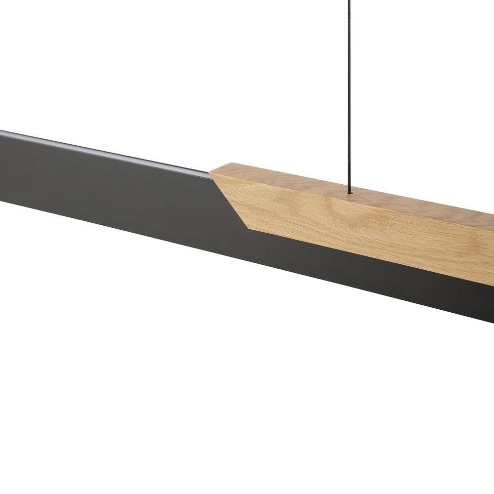 Lampe pendante de conception Arcus noir avec bois Brilliant 4004353463549