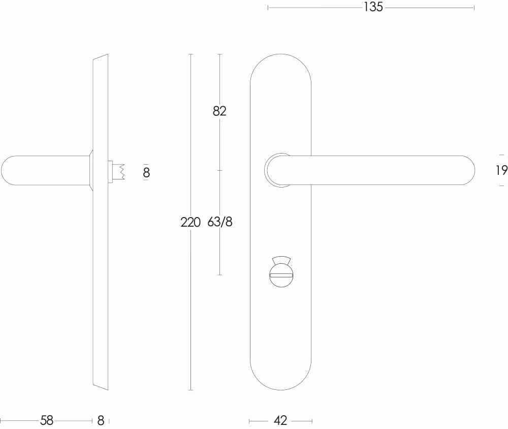 Poignée de porte étanche Rond Fermeture de WC en acier inoxydable 63/8 Intersteel 8714186060636