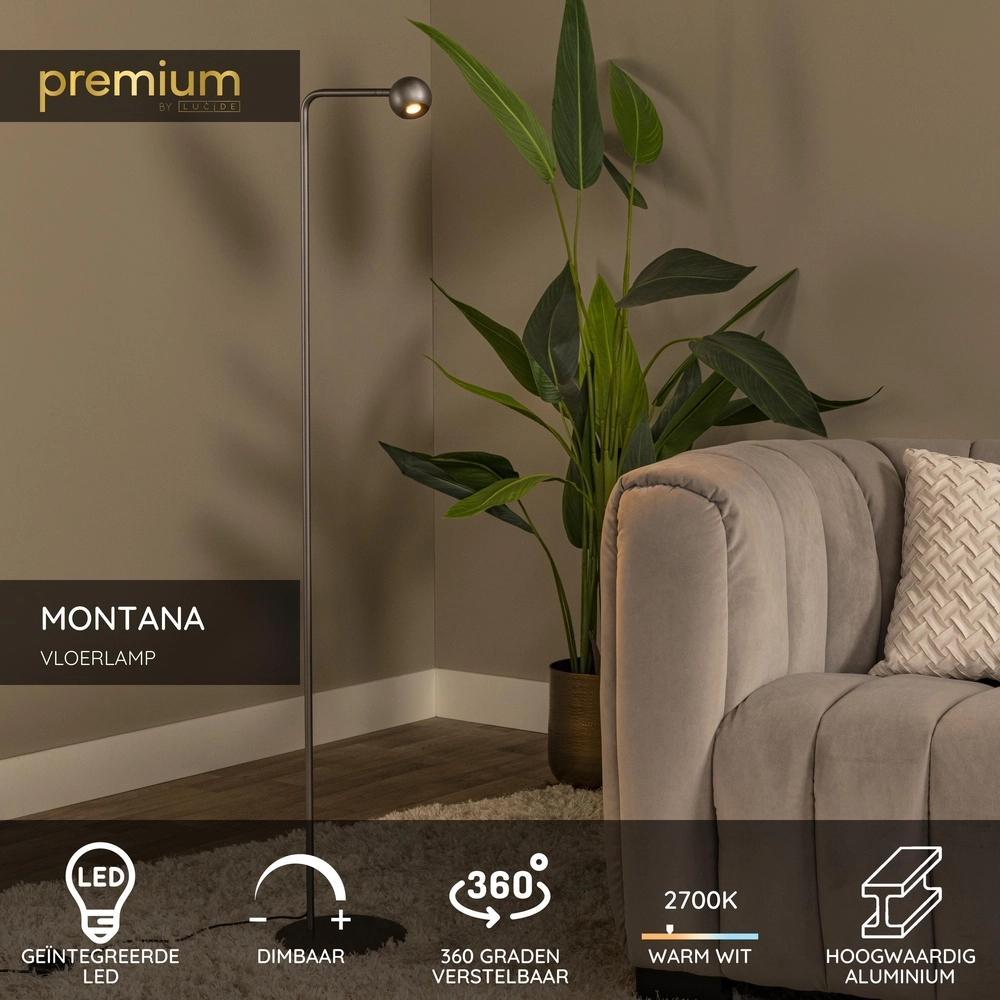 Lampadaire de conception Montana gris Premium by Lucide 5411212680204