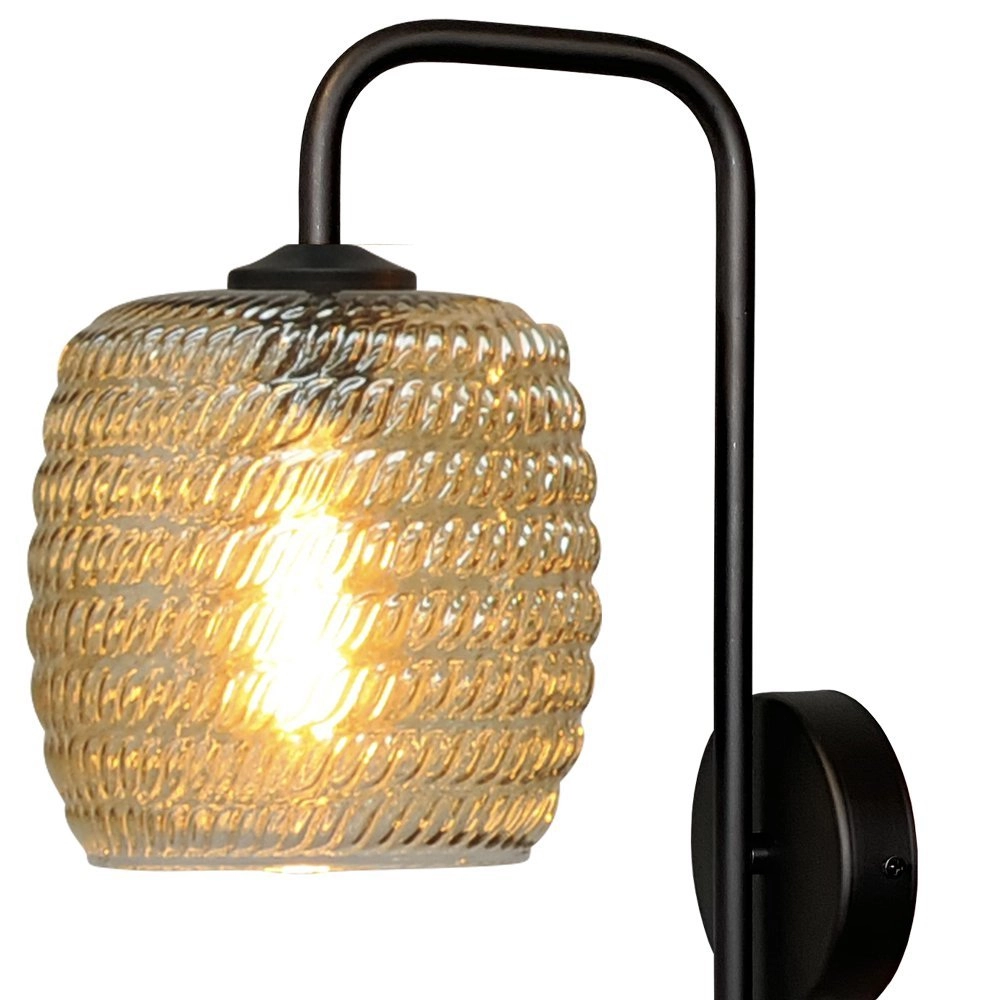 Applique noire Quinto avec verre strié Masterlight 8718121250977