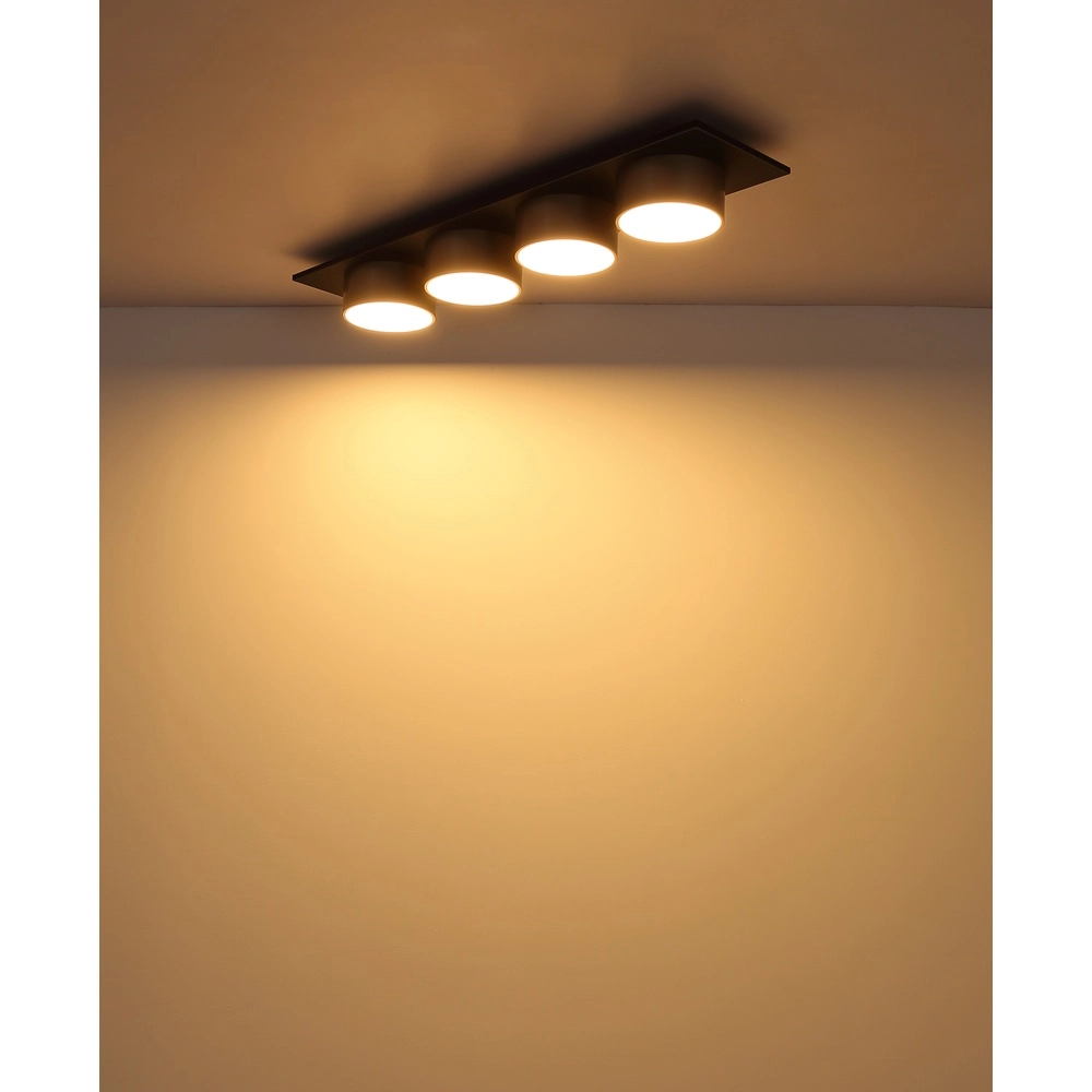 Lampe de plafond à 4 lumières Raymond noir avec du champagne Globo 9007371525874