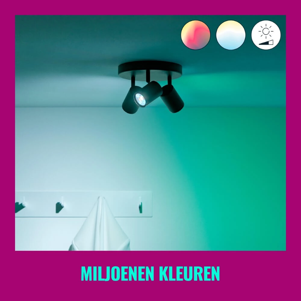 Spot en saillie 3 lumières Imageo intelligent - noir WiZ 8719514554535