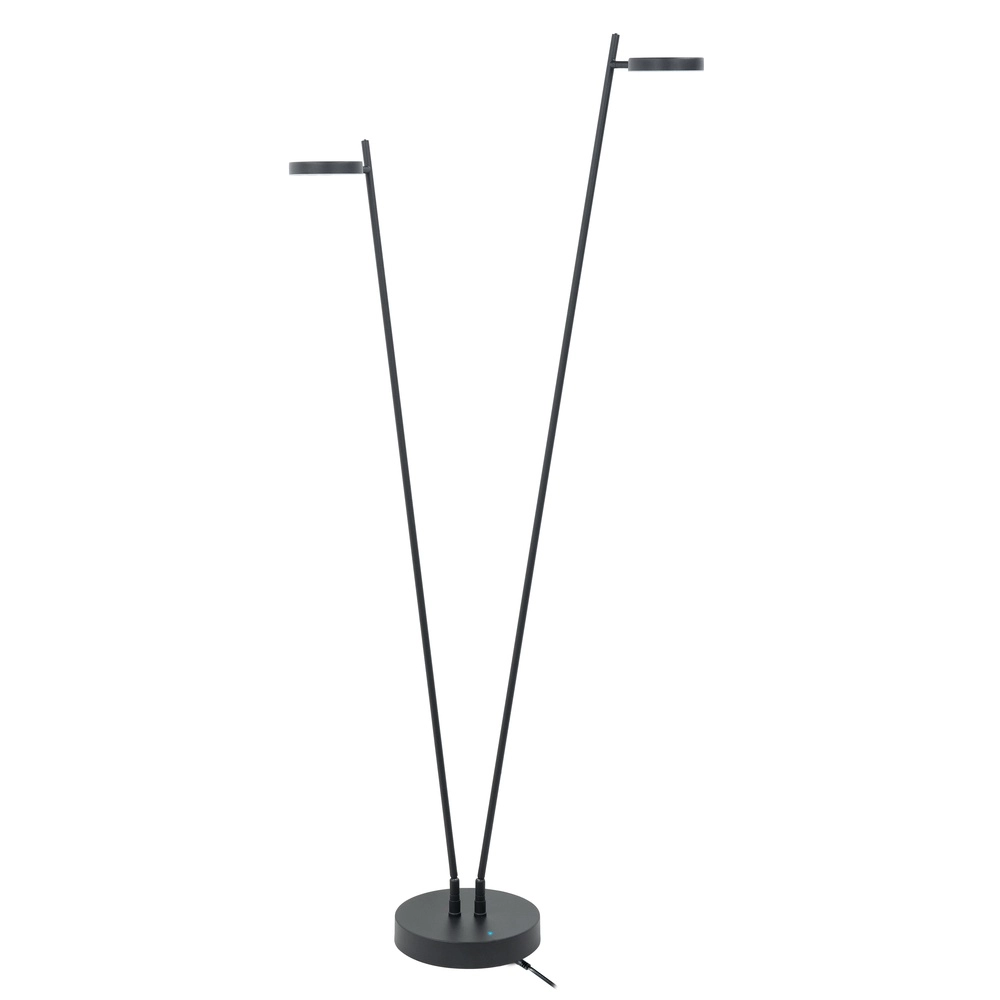 Lampadaire design Round Move + battery Noir rechargeable 2 lumières