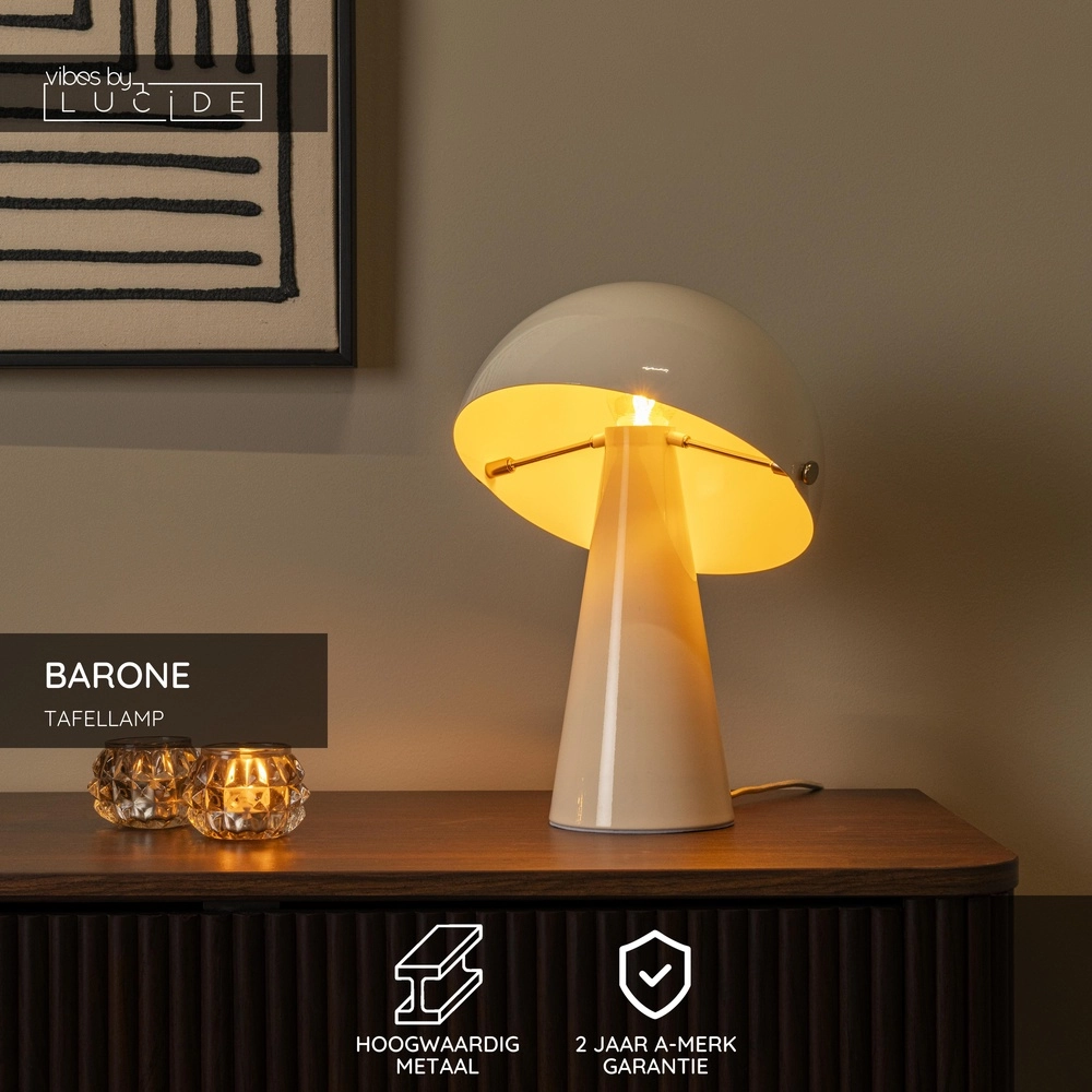 Lampe de table Barone Crème 23cm Lucide Vibes 5411212650078