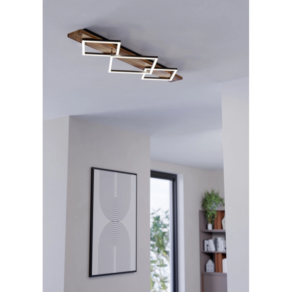 Plafonnier Boyal noir avec bois foncé Eglo 9008606351961