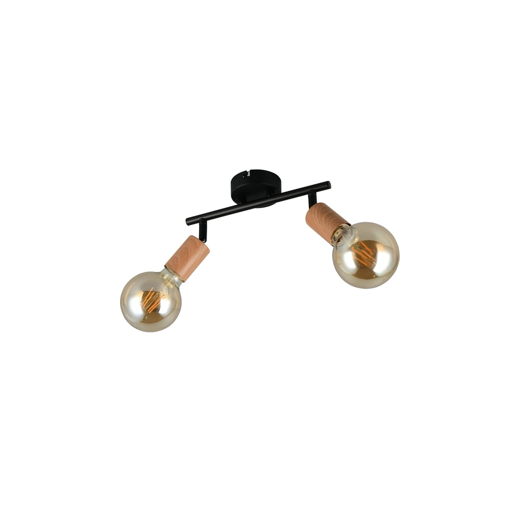 Lampe de plafond Lamego Double noir avec bois Trio 4017807670875