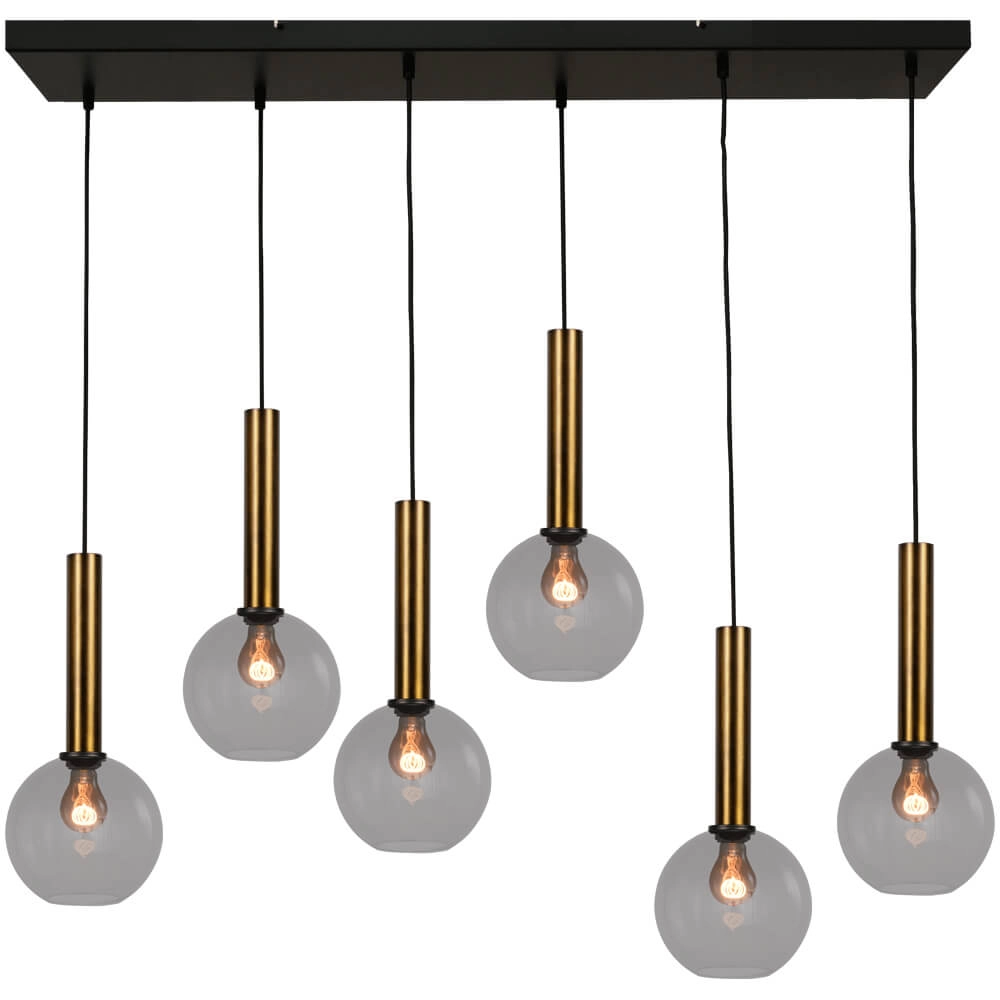 Lampe suspendue 6 lumières Bella 2 avec verre fumé Lampe suspendue 6 lumières Bella 2 avec verre fumé