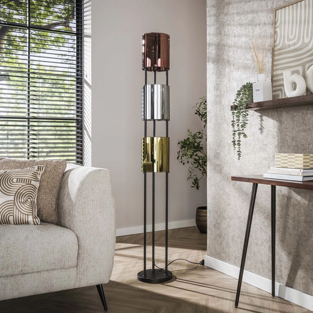 Lampe de pied en verre Lucente Verre coloré - 3x E27 Lyora 8716803511491