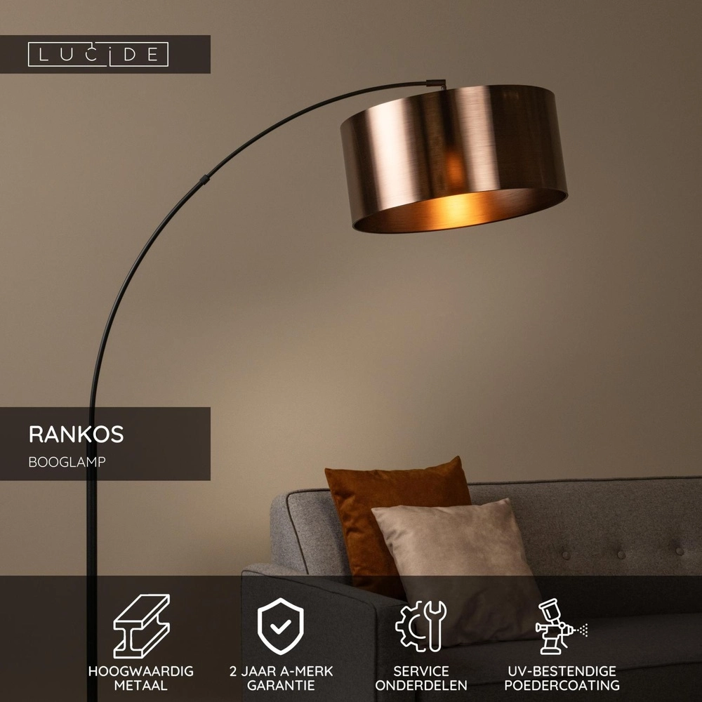 Lampe à arc de conception Rankos Noir Lucide 5411212051691