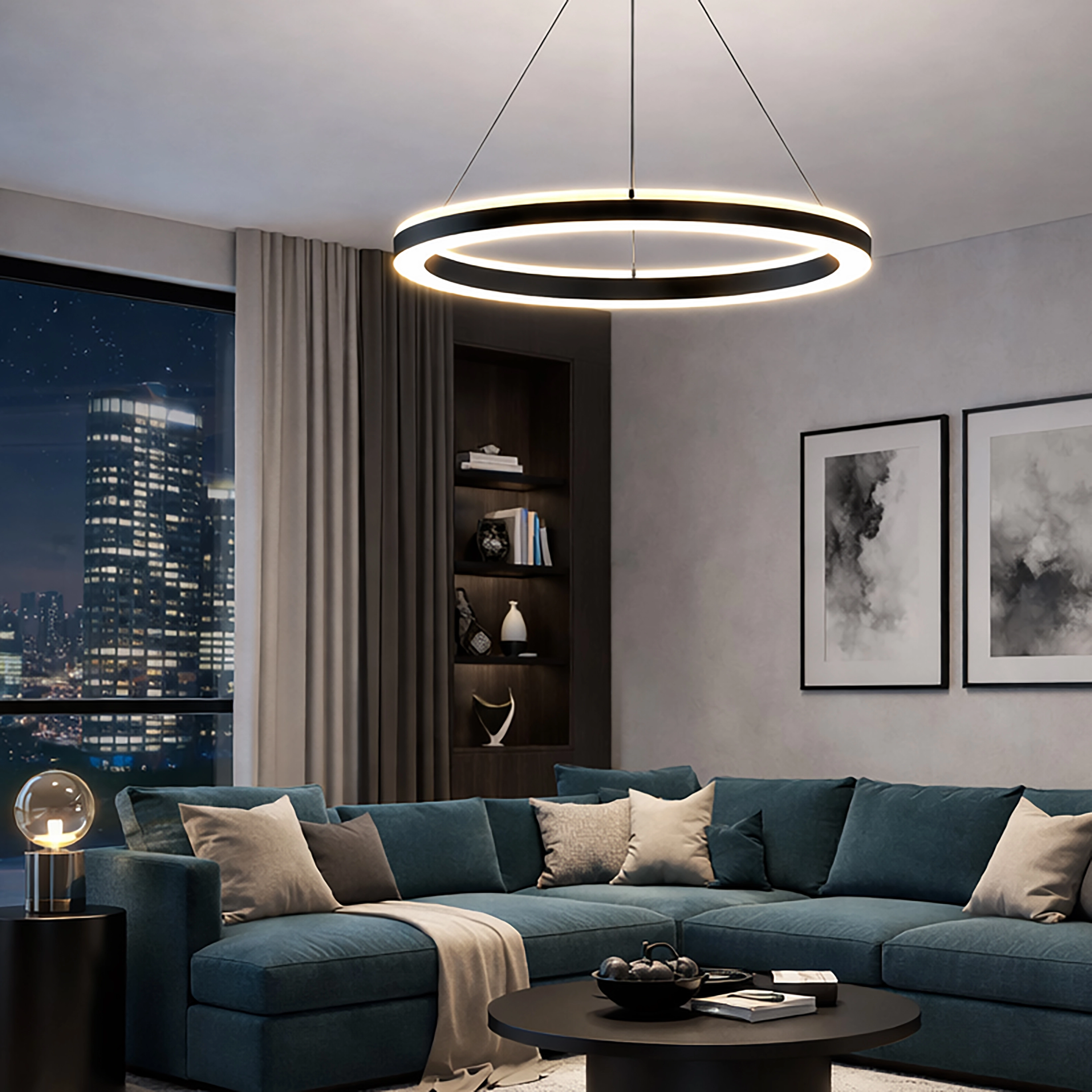 Lampe pendante de conception Ada Ø 100cm noir Lyora 5053423315478