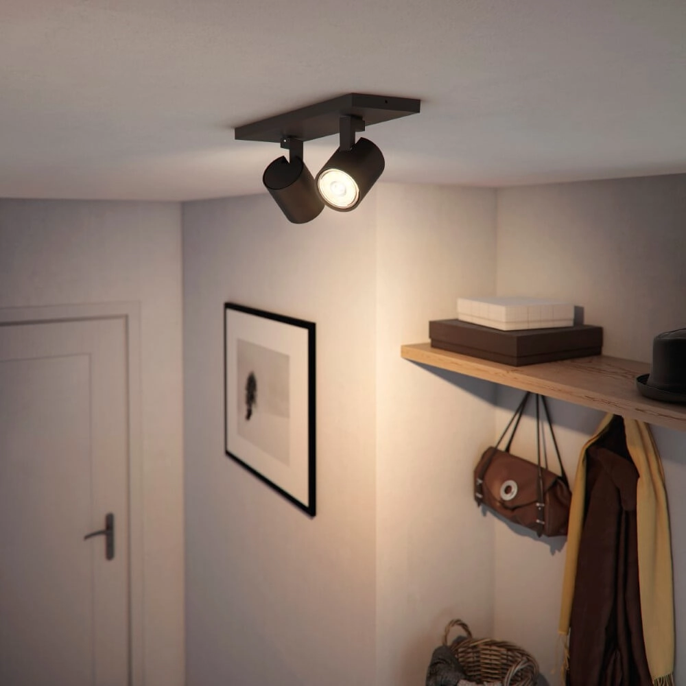 Spot de plafond noir Runner 2 lumières Philips 8719514435315