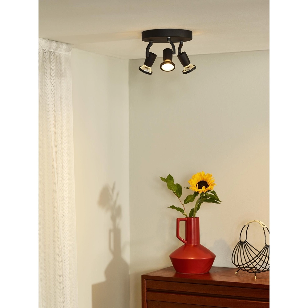 Lampe de plafond Jaster-Led Noir à 3 lumières Lucide 5411212114716